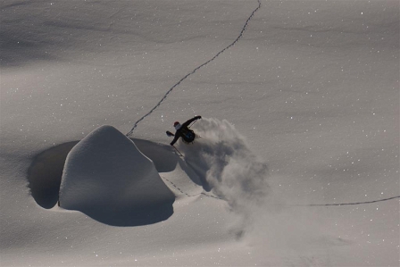 skier in the deep powder